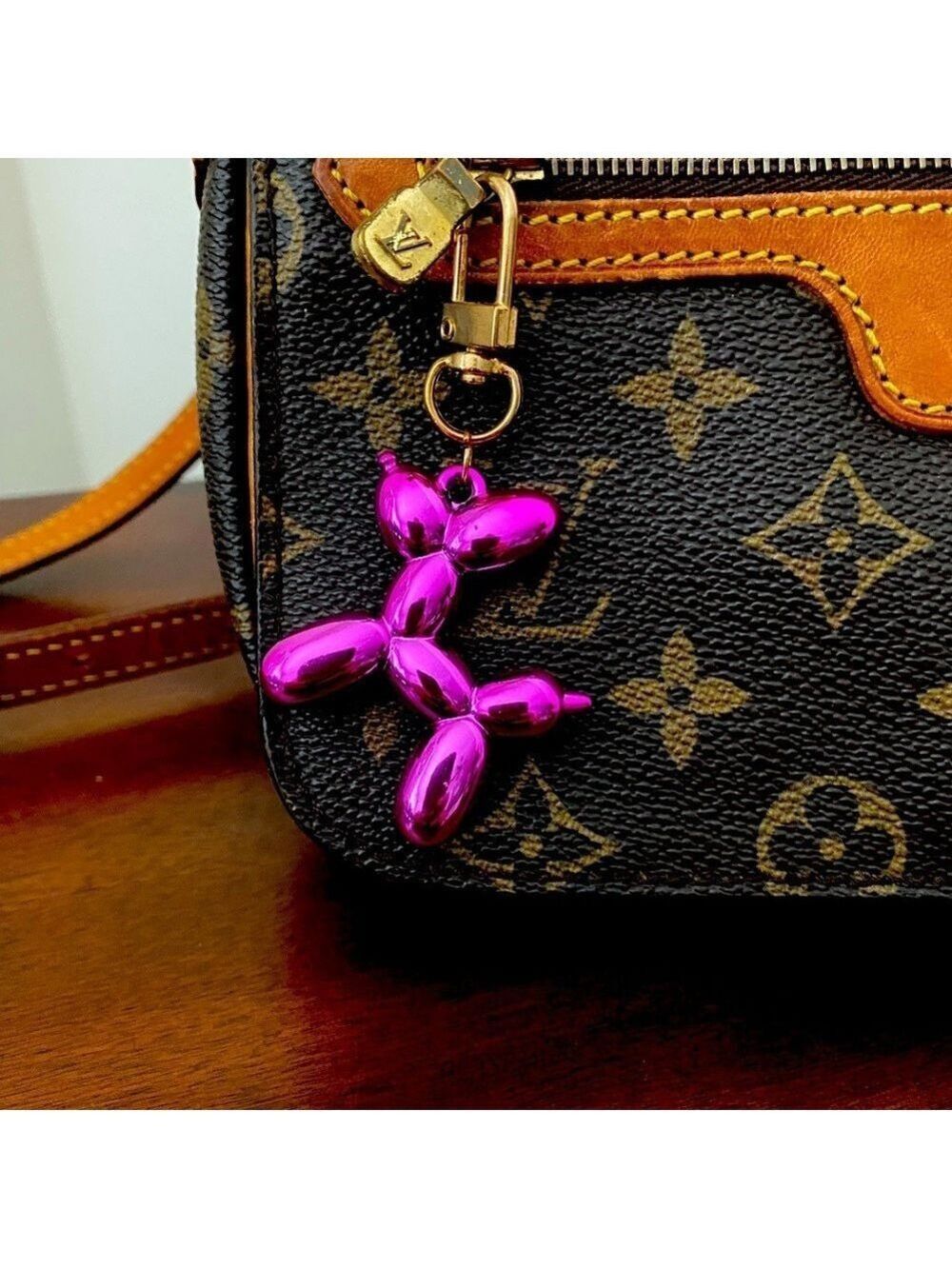 NWOT Pink 3D Balloon Dog Bag Charm Keyring | Cute Unbranded Accessory
